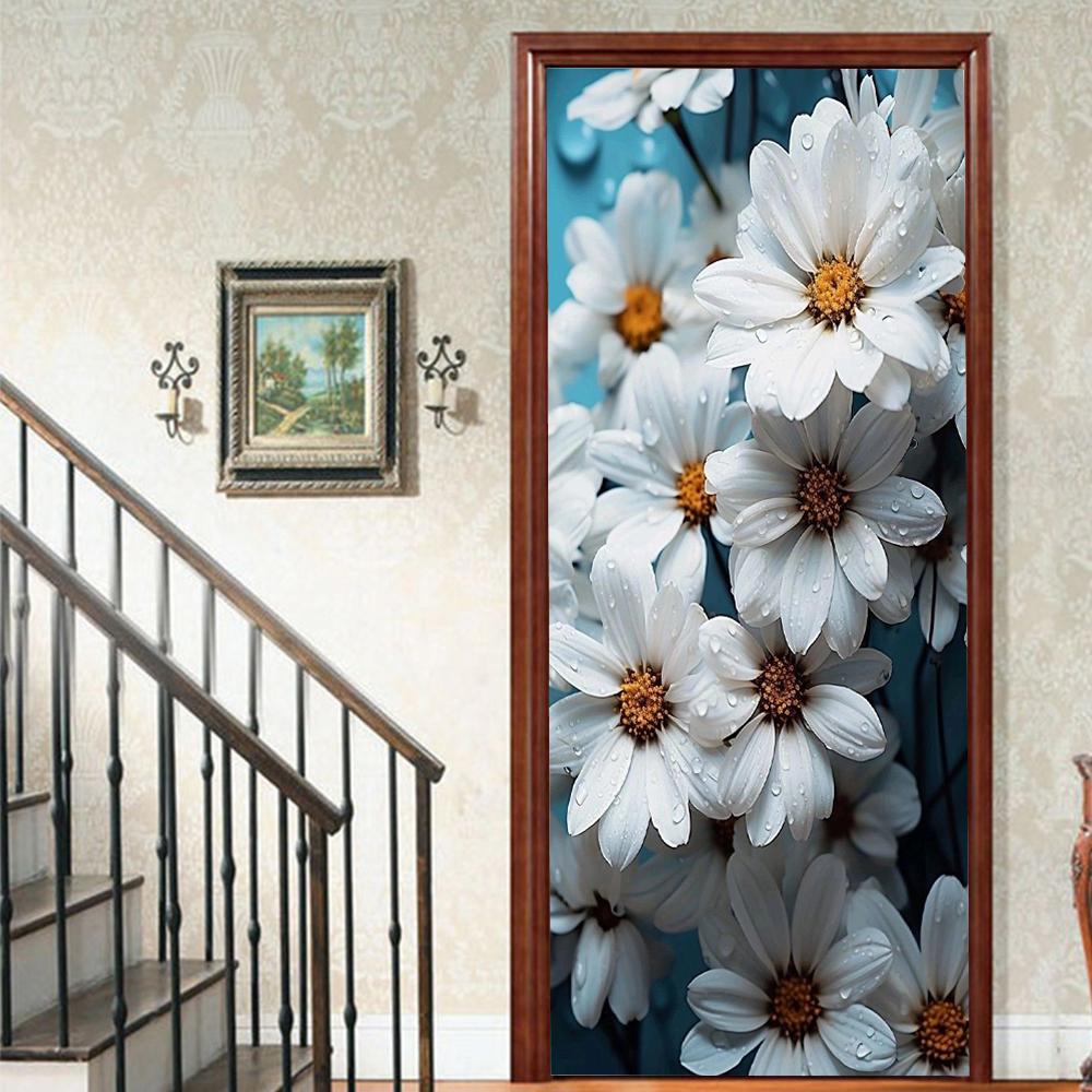 1 Stück Blühender Bambus Vinyl Türsticker Für Schlafzimmer Heimdeko Selbstklebend Abnehmbares Wandtattoo Türrenovierung Wasserdichtes Poster