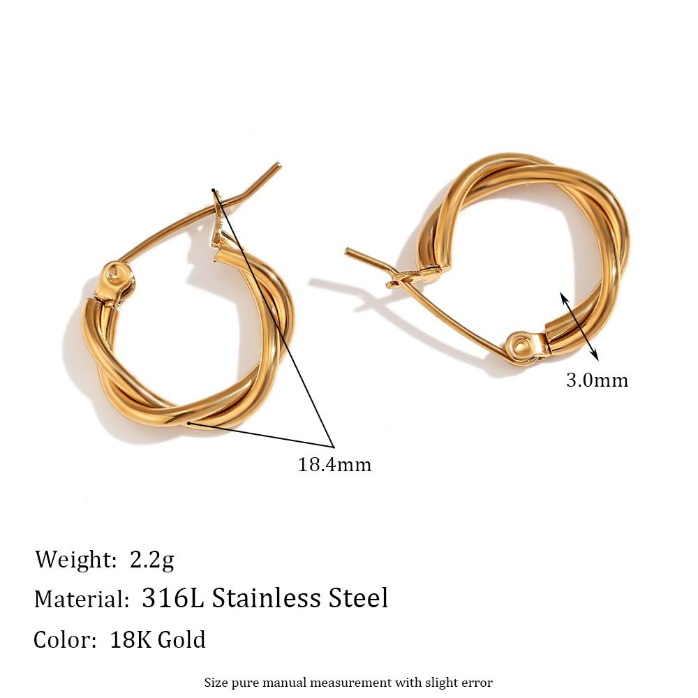 

MamacitaSlay Classic Fine Twist Different Sizes Hoop Earrings 18K Gold Plated Stainless Steel Earrings Jewelry For Women 2024