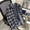 Men's Fleece Shirt Winter Thickened Long Sleeve Warm Shirts Black White Plaid Casual Button Pocket All Matching Coats