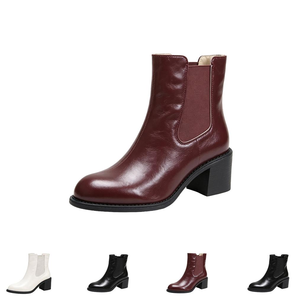 Damen British Casual Blockabsatz Stiefel mit spitzer Zehenpartie