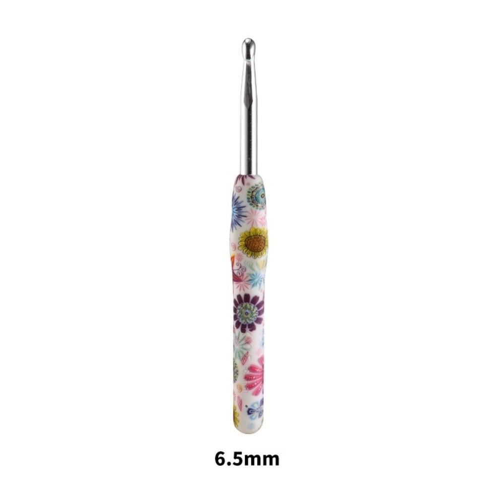 Sunflower Printed Handle Knitting Needles Fine Hook Head Doll Weaving Hooks For Doll Weaving