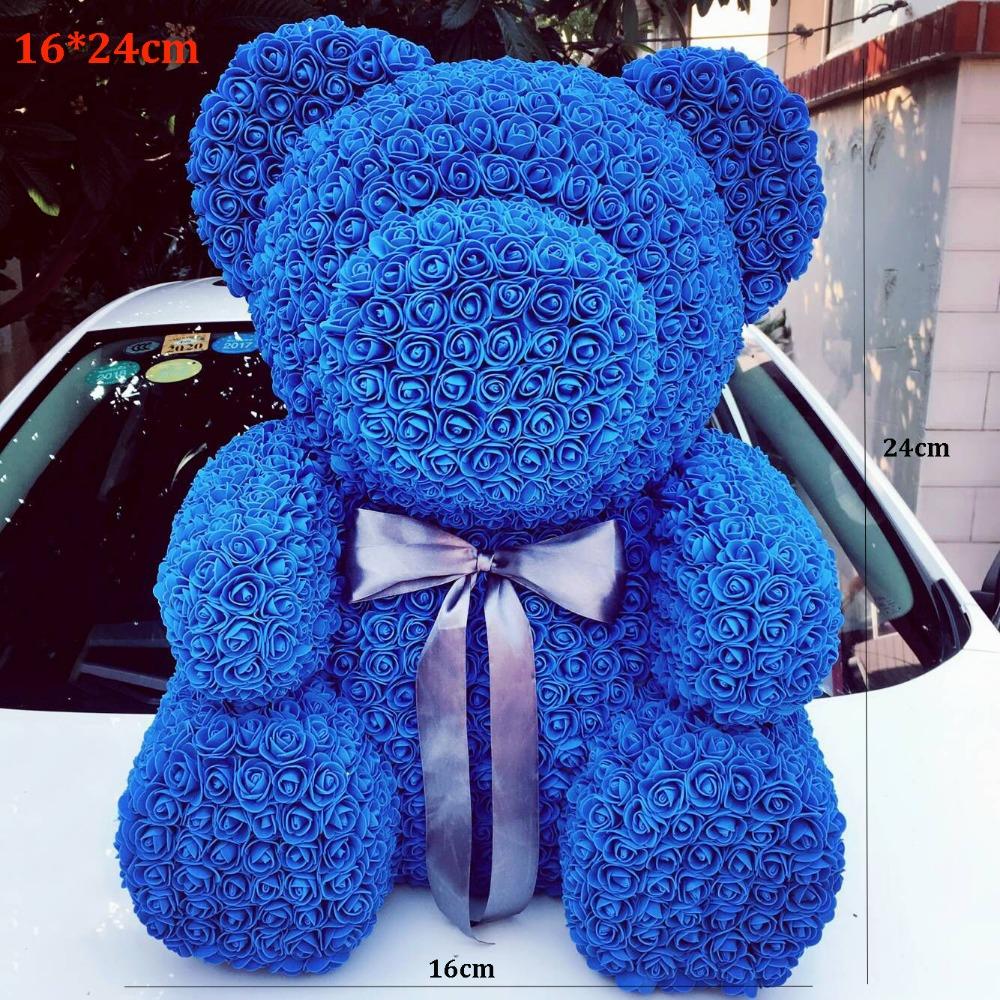 16*24cm Artificial Teddy Rose Multicolors Romantic Valentines Day Gift Girlfriend Women Anniversary Bear