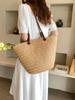 Woven Straw Tote Bag for Women Straw Bag Women's Summer New Fashion Woven Beach Bag Large Capacity Commuter Shoulder Tote Bag