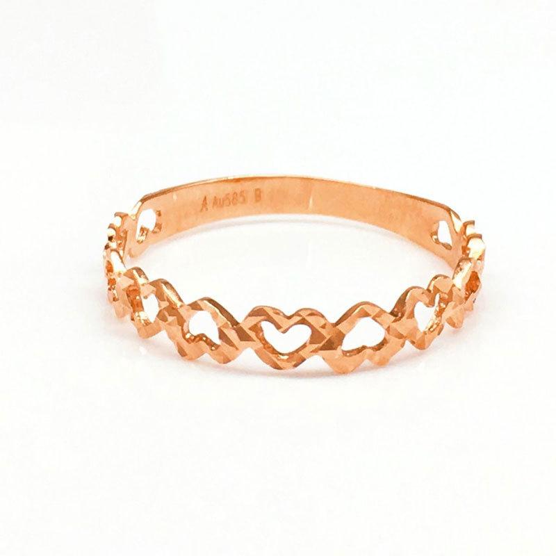Purple Gold Plated Rose Gold Love Hollow Ring Simple Fashion Personality Temperament Wind Color Gold Live Ring
