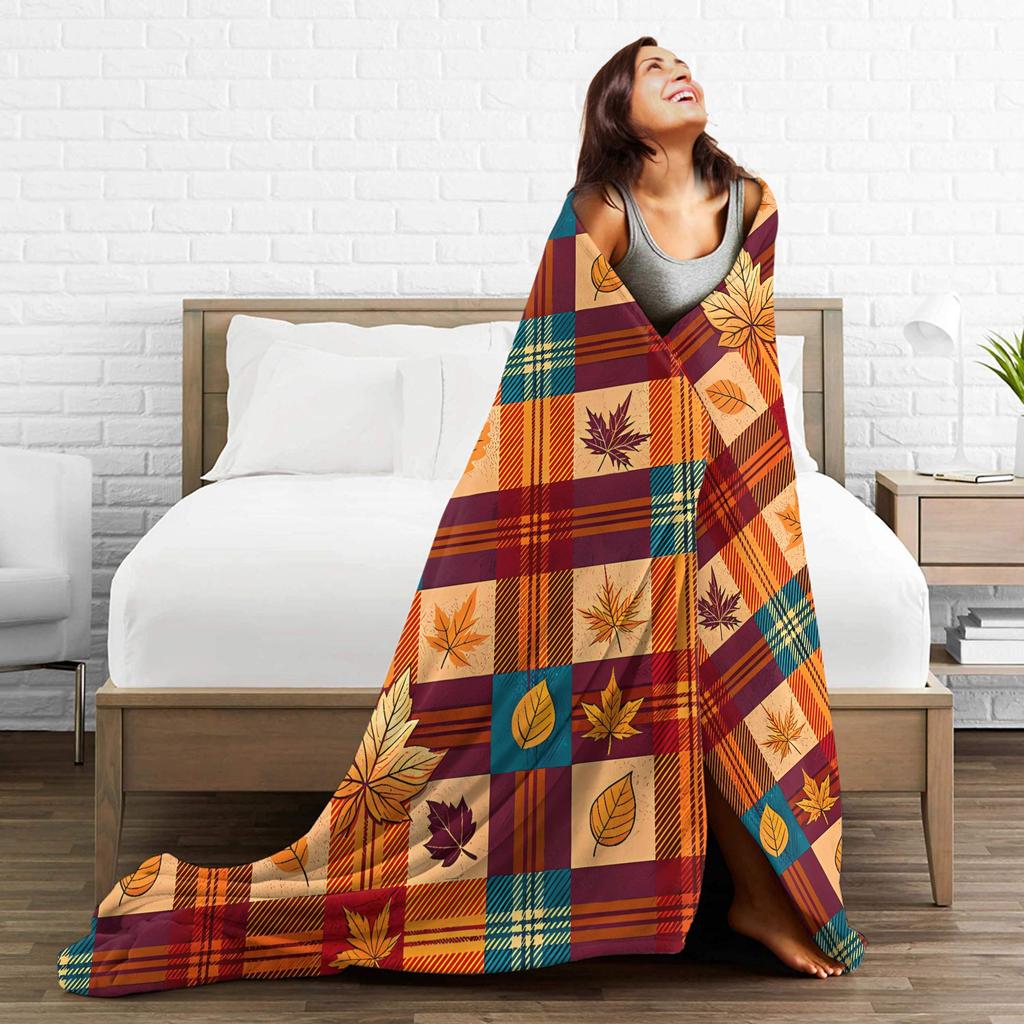New Year Plaid & Pattern Blanket  Super Warm Comfortable Plush Throw Blanket For Students Outdoor Flannel Bedspread Bed Cover