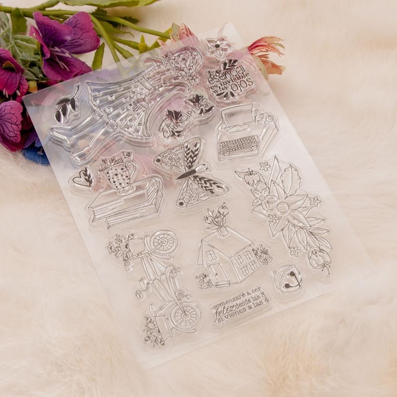 1Pc 3D Clear Stamp Silicone Stamp Cards Clear Stamp with Pattern Scrapbooking Journaling Card Making Decorations Stamp