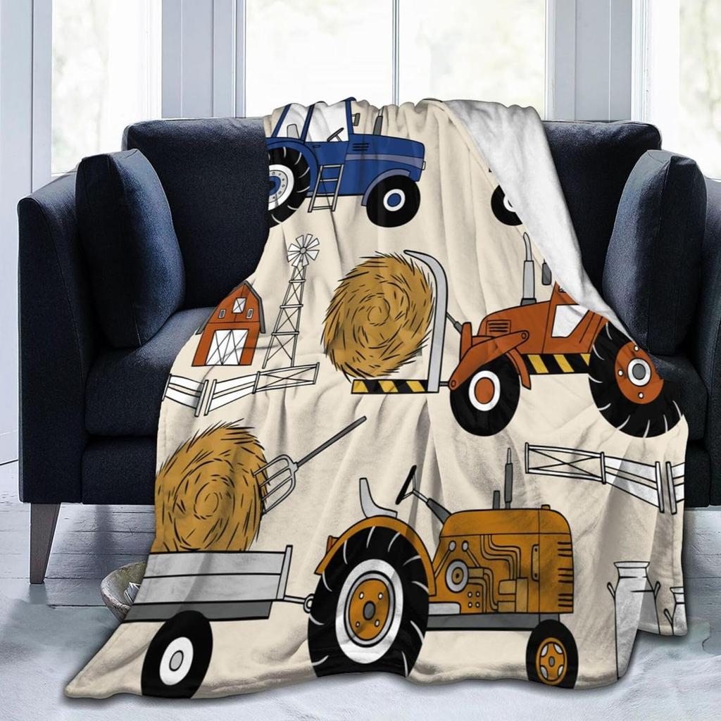 LKW-Decke Traktor Flanell-Kuscheldecke Super Weich Warm Gemütlich Plüsch Polyester Decke Geschenke für Mädchen Jungen Kinderzimmer Dekoration