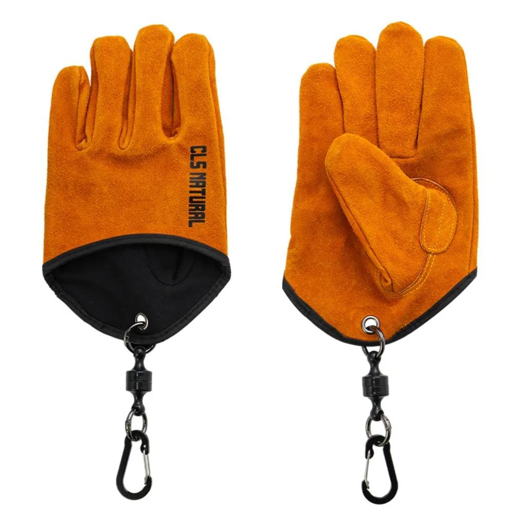 Outdoor Anti-scalding First Layer Cowhide Gloves, High Temperature and Fire Resistance Camping BBQ Heat Insulation Gloves Unisex