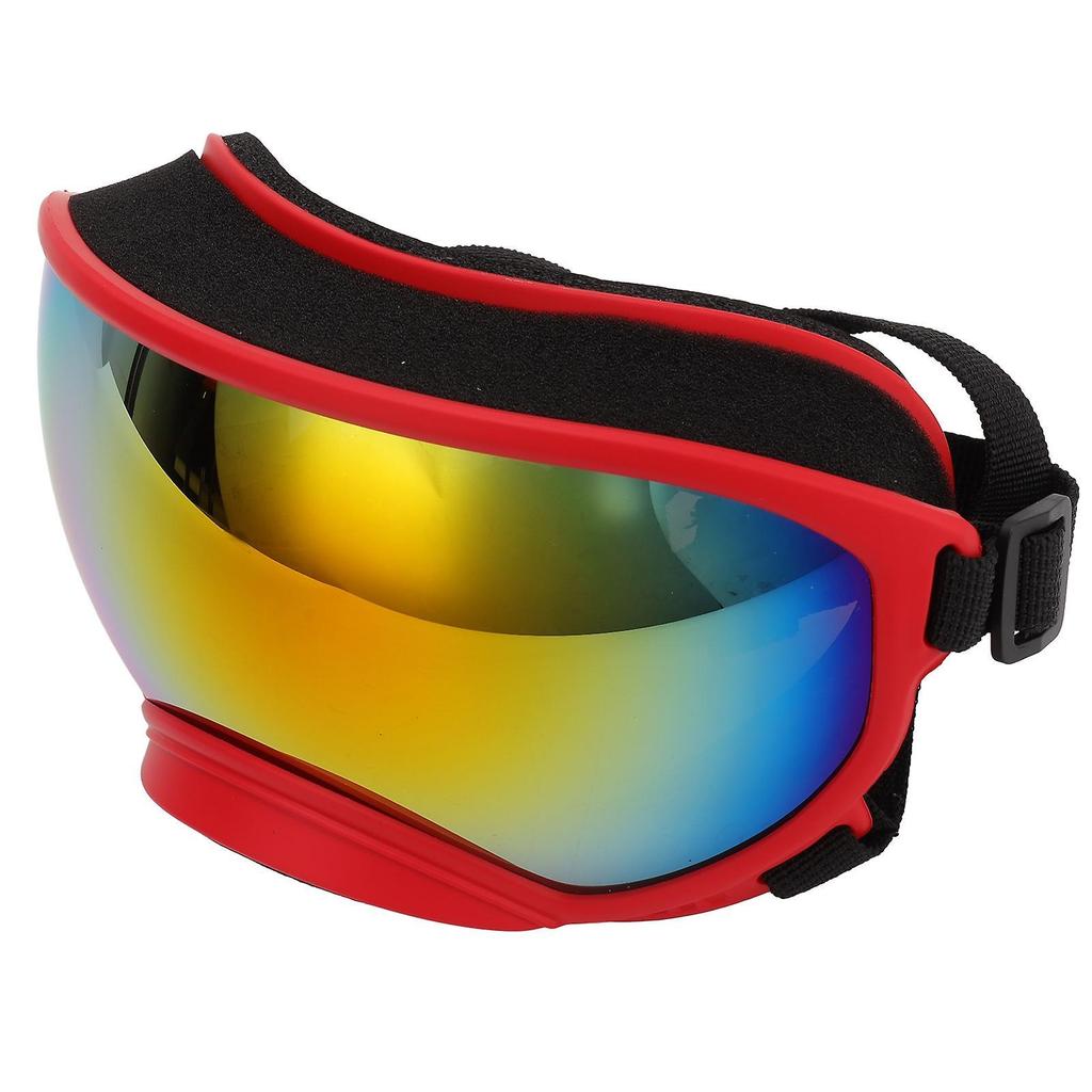 Dog Goggles Windproof Ultraviolet Proof Dustproof Adjustable Strap Durable Dog Sunglasses for Large Breed Red Frame and Red Goggles