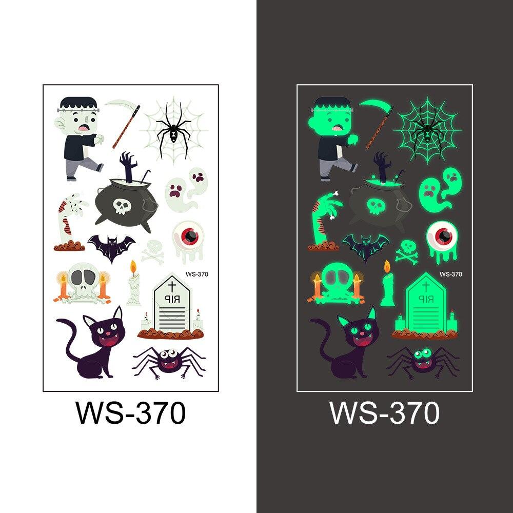 1pc Luminous Tattoo Ghost Taty Fake Tattoo Glowing In Dark Waterproof Temporary Tattoo Stickers Halloween Party for Kids