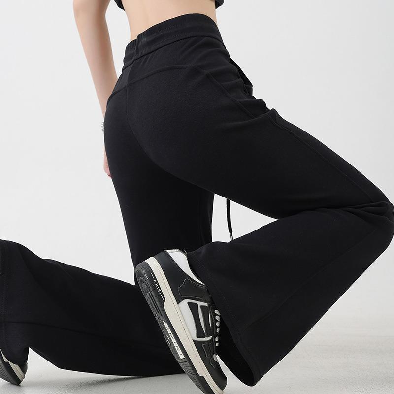 Spicy sweatpants women's spring and autumn new high-waisted and thin flared pants horseshoe pants gray casual sweatpants