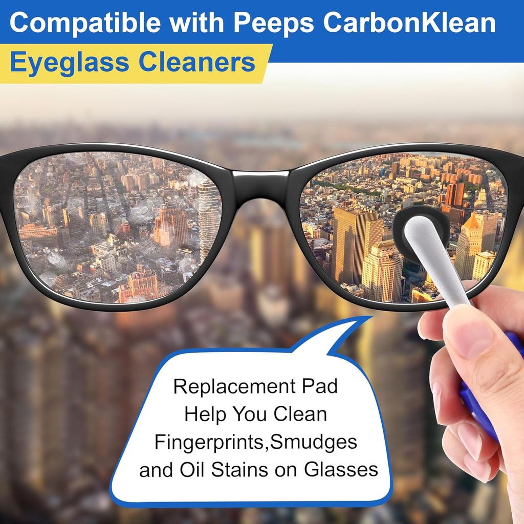 Enhon 8 Pcs Replacement Pads Compatible with Peeps CarbonKlean Eyeglass Cleaner, Replacement Cleaning Pads for Fingerprint Removal, Lens Cleaner for