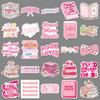 50 Pink Waterproof Reading & Journaling Stickers - Sweet INS Style Decorative Stationery