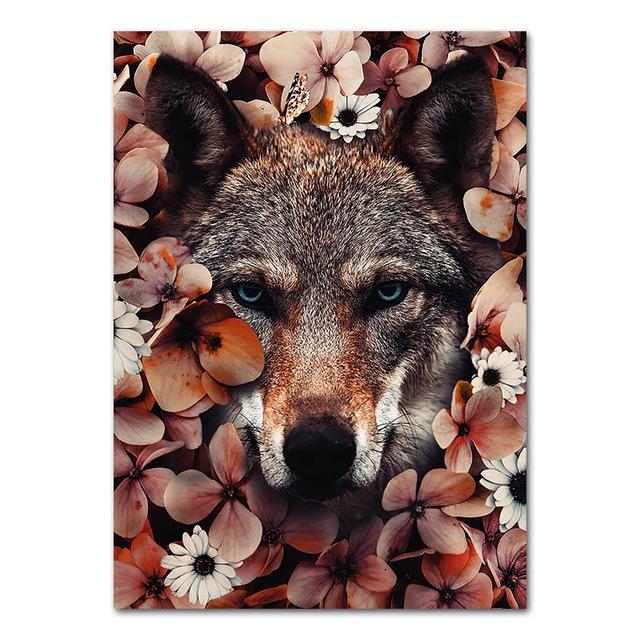 Flower Jungle Animal Lion Tiger Leopard Deer Abstract Wall Art Poster Grand Styel Canvas Painting Decoration Living Room Decor