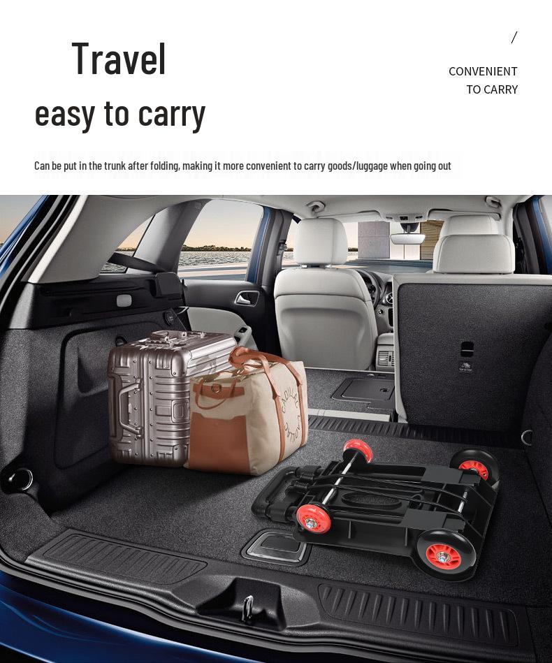 Carrello Pieghevole Compatto a Quattro Ruote: Timone portatile e resistente all'usura per shopping, bancarelle e trasporto bagagli