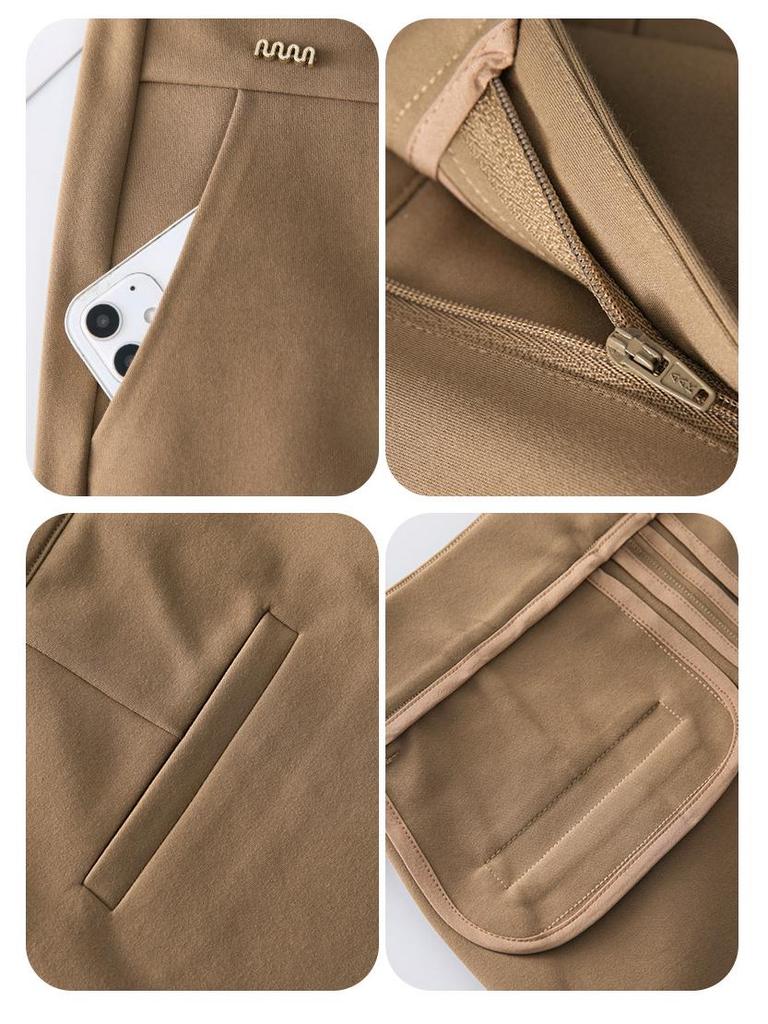 Saidel Women's Plus Size Straight-Leg Casual Pants - Slimming Baguette Style for Spring & Autumn 2025