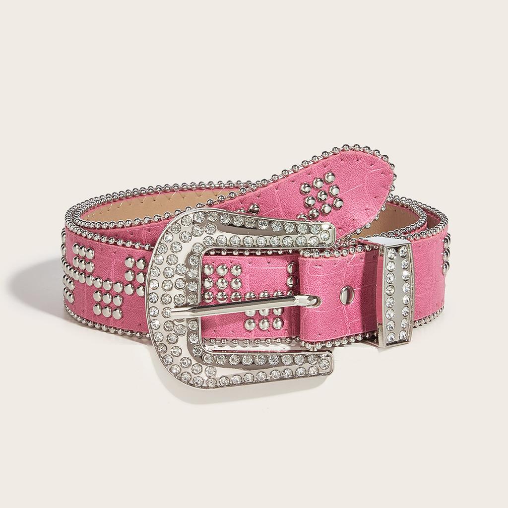Style Pu Leather Belt With Starry Compass Buckle For Casual Youth Fashion