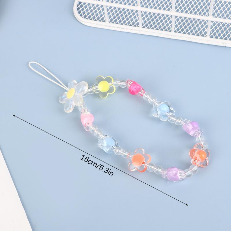 Flori telefon lanț căpșuni mărgele pandantiv farmec dulce bowknot agățat frânghie anti-pierdere curea încheietura mâinii geantă decor