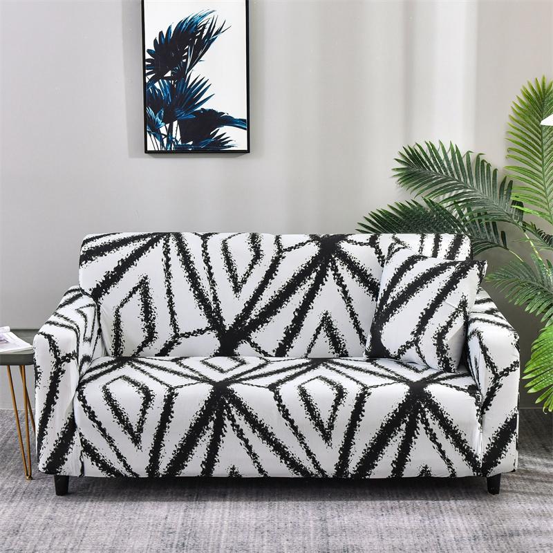Printed Sofa Cover Stretch Couch Cover Sofa Slipcover Furniture Protector with Skid Foam Sticks and Elastic Bottom for Kid, Pets