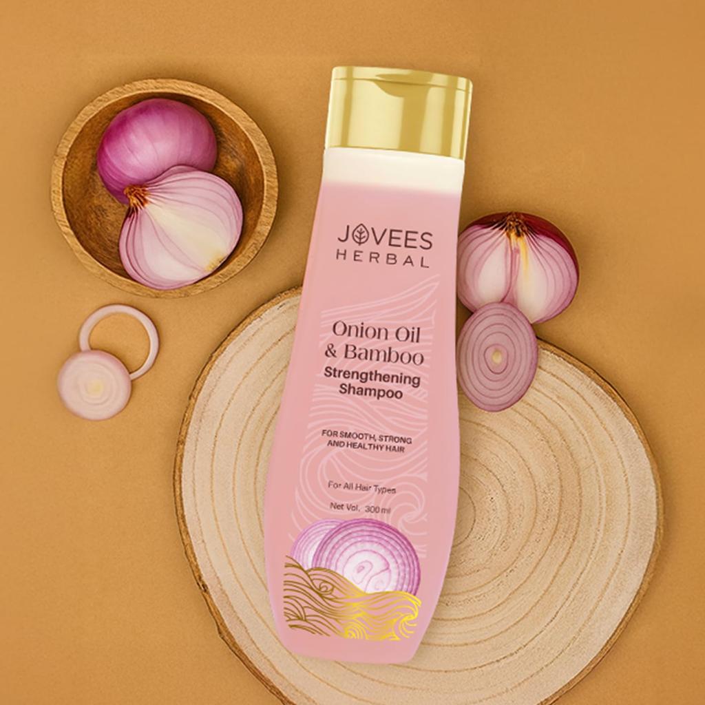 Jovees Herbal Red Onion Oil And Bamboo Strengthening Shampoo For Strong Smooth Healthy Hair 300ML