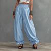 Women's Casual Lantern Pants High Waist Wide Leg Ruffle Hem Loose Fit Long Trousers Summer Lightweight Comfortable Design