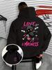 Love and Madness Hoodie Art GraphicHoodie Casual Drawstring Pullover with Kangaroo Pocket Soft Lined Sweatshirt Ideal for Daily We