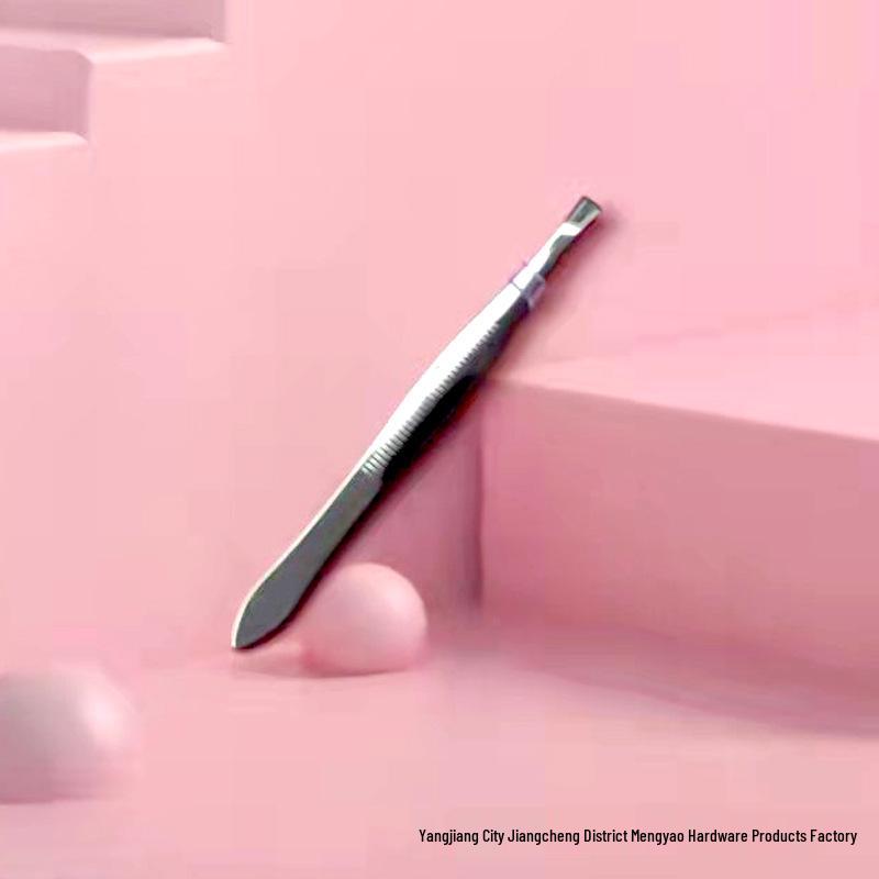 Stainless Steel Eyebrow Tweezers Set - Straight Tip