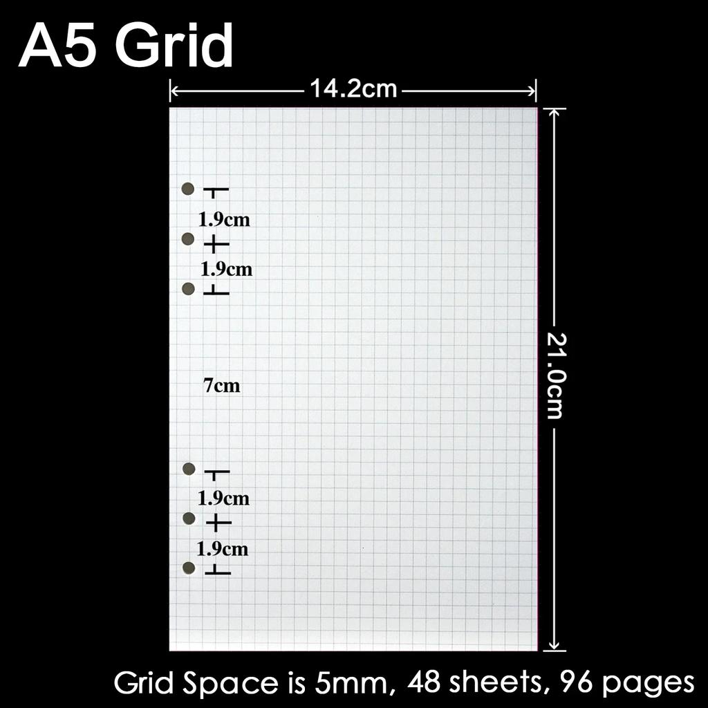 4 Pcs/ Lot High Quality Ring Binder Notebook Insert Refills 6 Holes A5 A6 A7 Personal Spiral Diary Planner Inner Core 100G Paper Quality