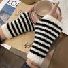 HOT Winter Half Finger Gloves Striped Fingerless Gloves Knitted Long Fingerless Gloves Arm Cover Elbow Mittens Winter Arm Warmer