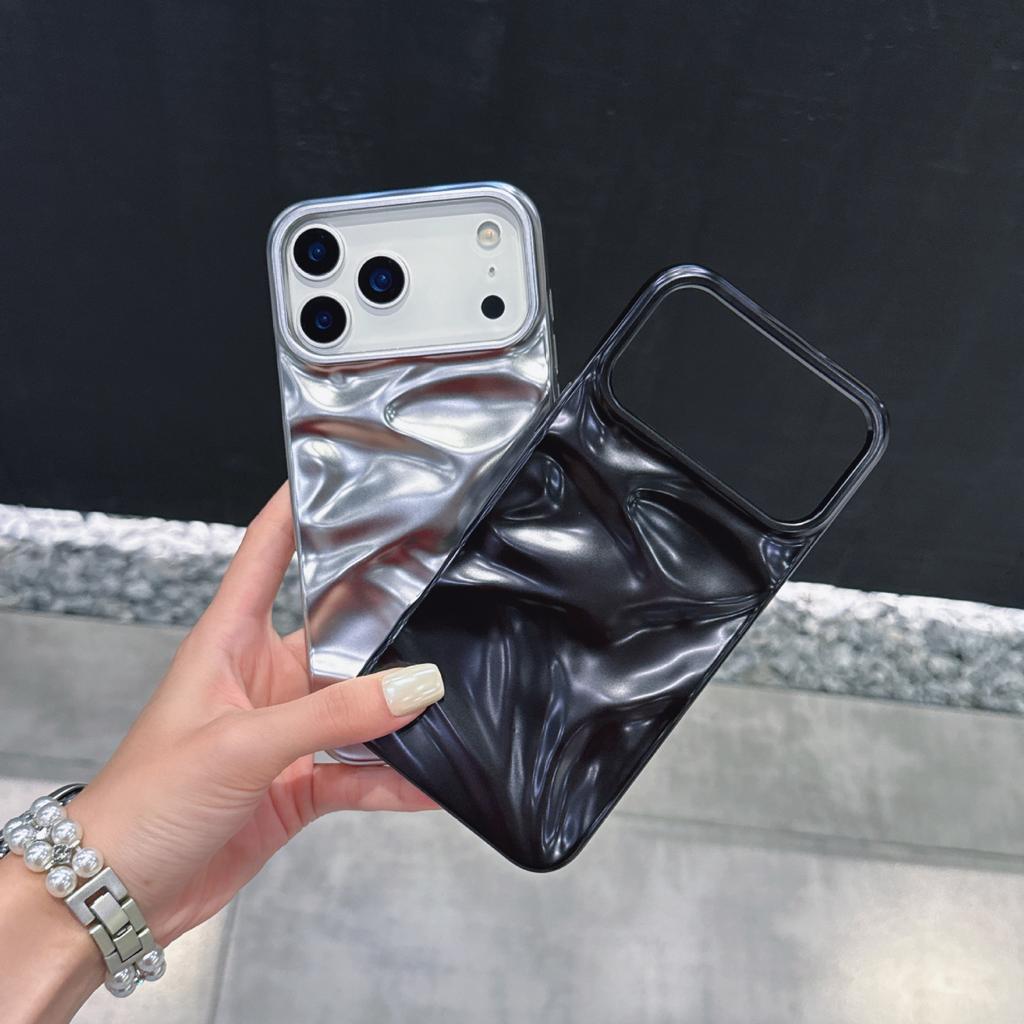 Matte electroplated silver pleats for iPhone17Pro max Apple 16 mobile phone case 15/14 premium sense