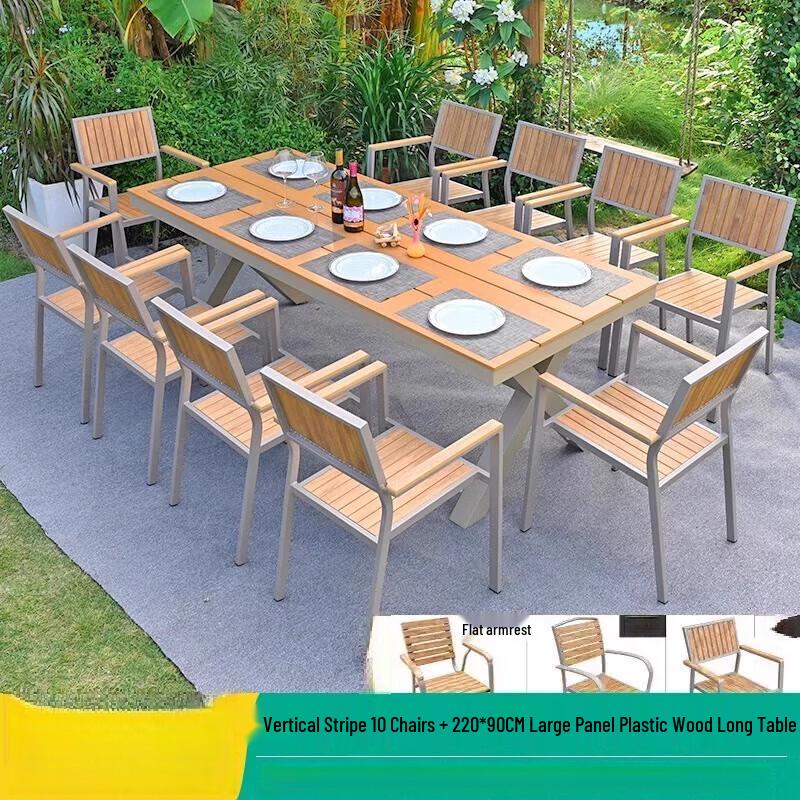 OEING Outdoor Dining Set with Teak-Finish Table and Chairs