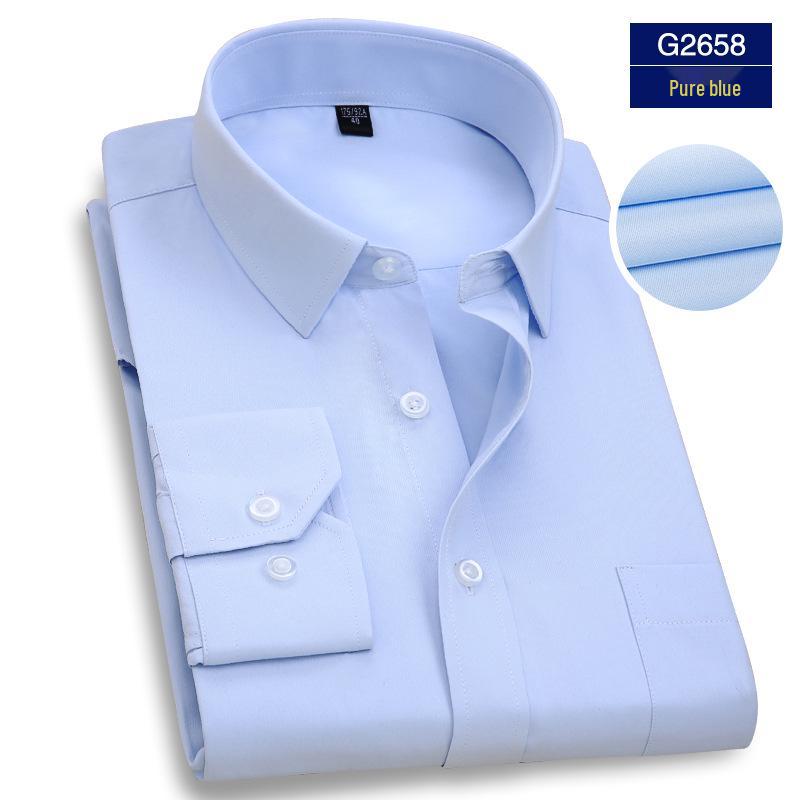 Herre Profesjonell Langermet Hvit Businessskjorte med Brodert Logo, Rynkefri.