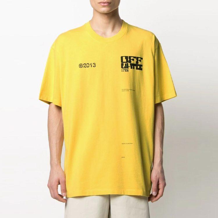 OFF WHITE SS21 T-Shirt Herren Gelb OMAA038S21JER0081910