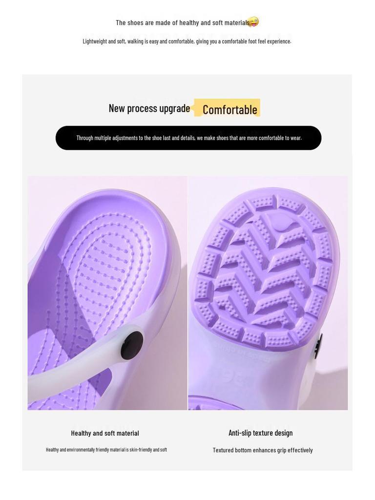 Color Block Clog Sandals - Closed Toe, Thick Sole, Non-Slip, Wear-Resistant