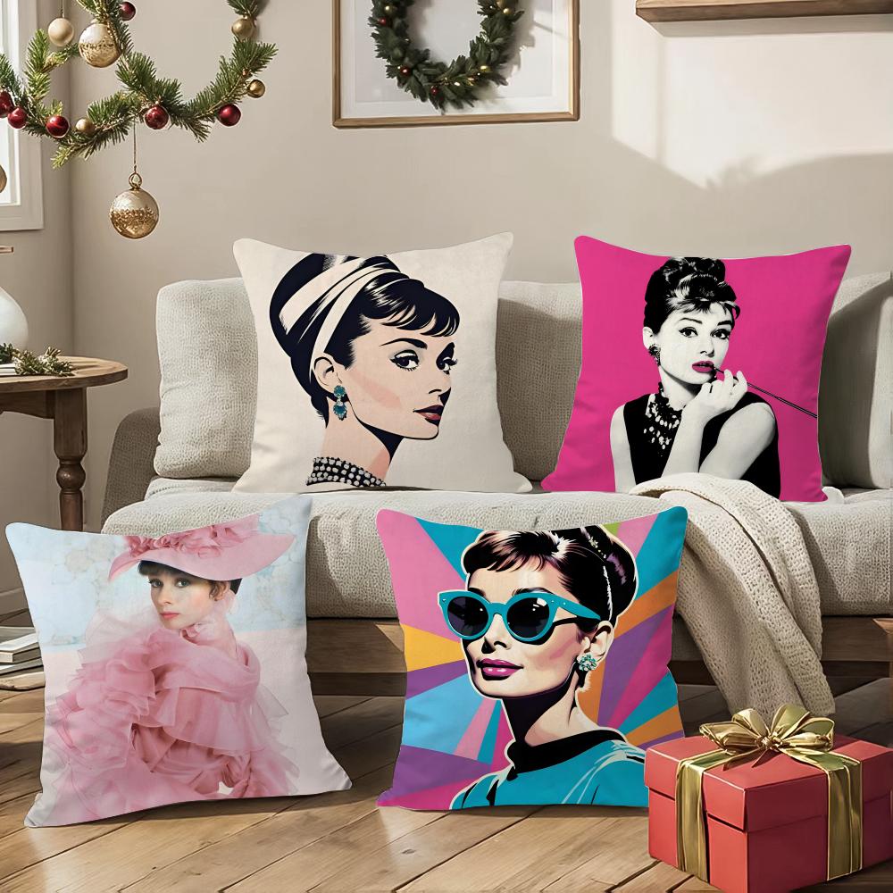 Hot Iegendary Actress A-Audrey Hepburn Pillow Case Double-Sided Printing Short Plush Sofa Cushion Cover Bedroom Bedside Pillow