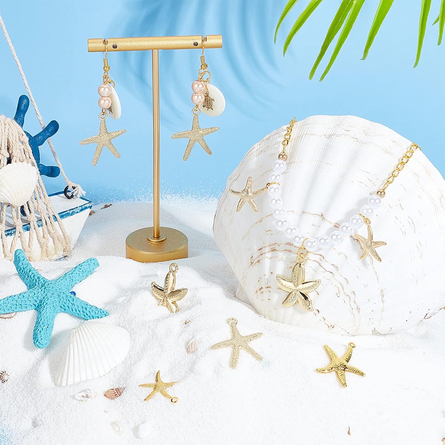 PH PandaHall 50 шт. Металлические подвески-морские звезды, 5 стилей, подвески-морские звезды, подвески на морскую тематику, золотые подвески-морские животные для летнего гавайского ожерелья