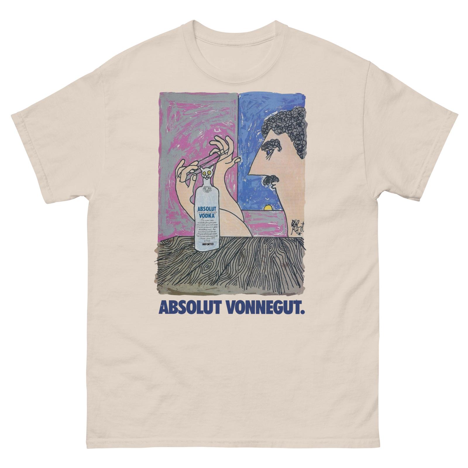 Kurt Vonnegut Absolute Vodka T Shirt | Iconic Literary Merch | Vintage Style Tee L