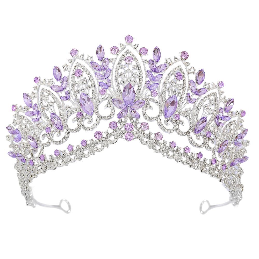 Luxury Sparkling AB Crystal Green Tiara Crown Bridal Diadem Set Regal Wedding Hair Zircon for Bride Party Galas Formal Events
