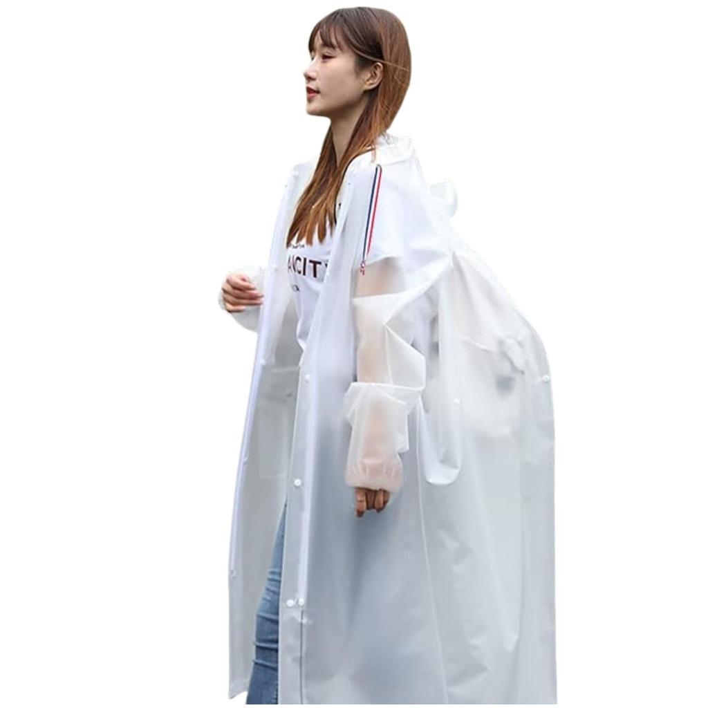 COSSA Women's Raincoat, Cycling Raincoat, Backpack Compatible, Lightweight, Windproof and Waterproof, Unisex, for Commuting and School (White, XXL)
