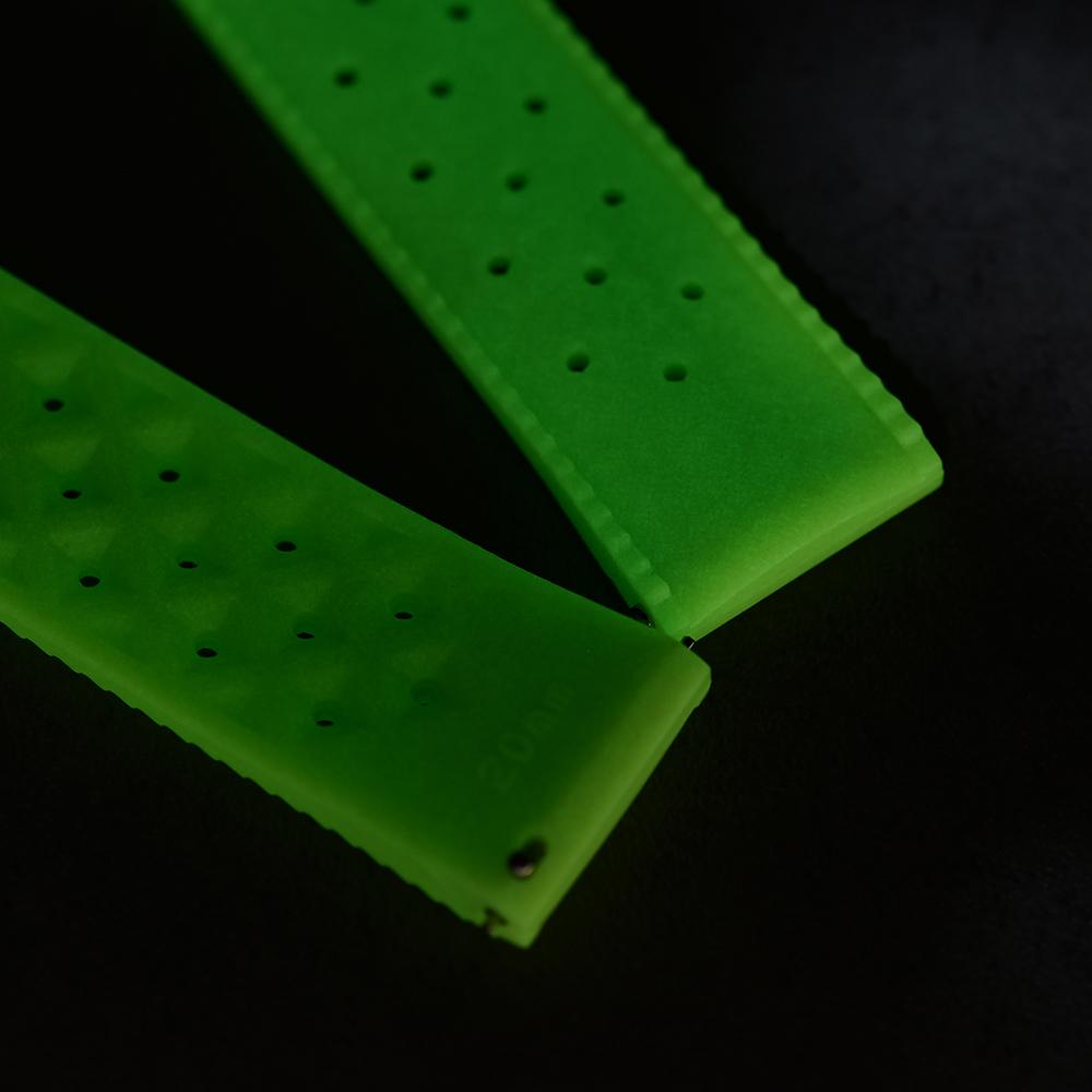 20mm Quick Release FKM Rubber Watch Strap Glow Tropical Design Flat End Universal Fit Durable