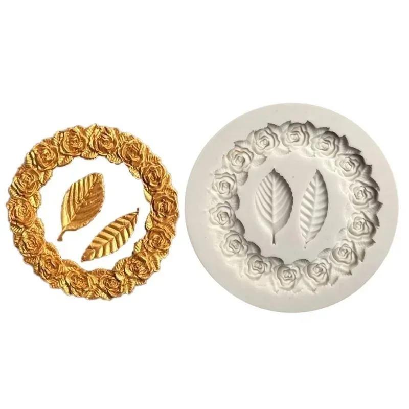 Rose Garland Form Silicone Fondant Mold For Wedding Cake Decorating Valentine'S Gift DIY 3D Chocolate Cookie Baking Mould
