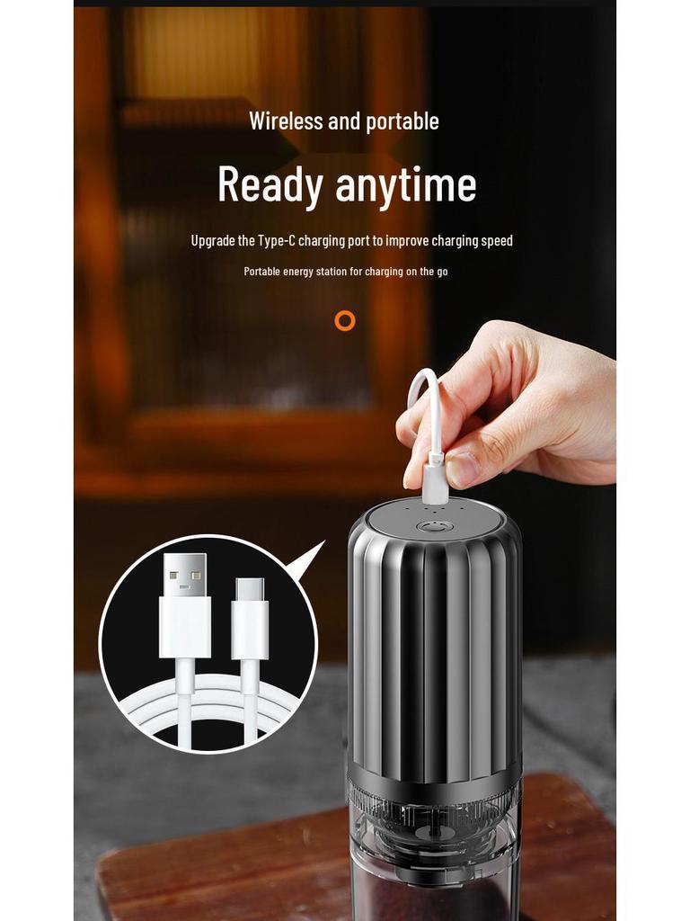 Portable USB Rechargeable Electric Coffee Grinder - Coarse to Fine Settings for Outdoor Use