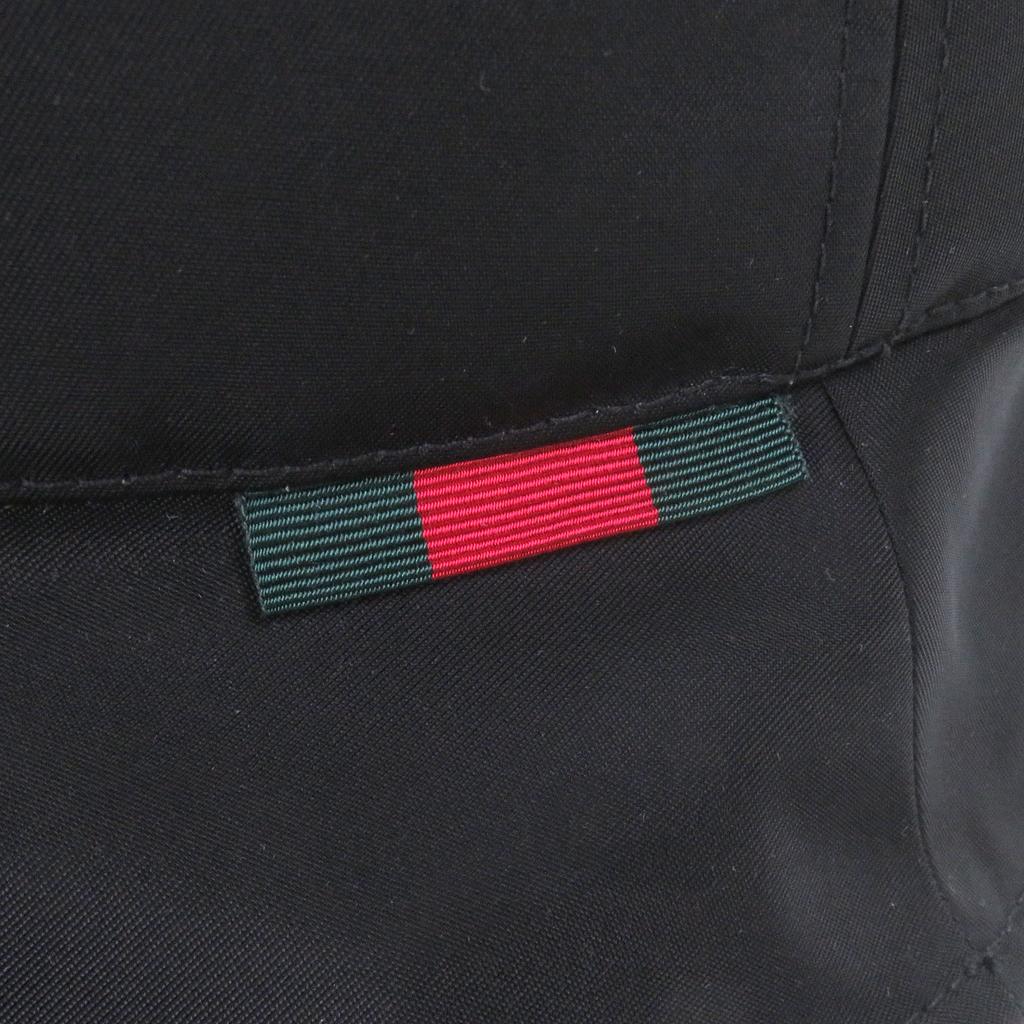 Pristine GUCCI Hat Embossed Logo Sherry Line Bucket Black Nylon Mens XL 813534 Used