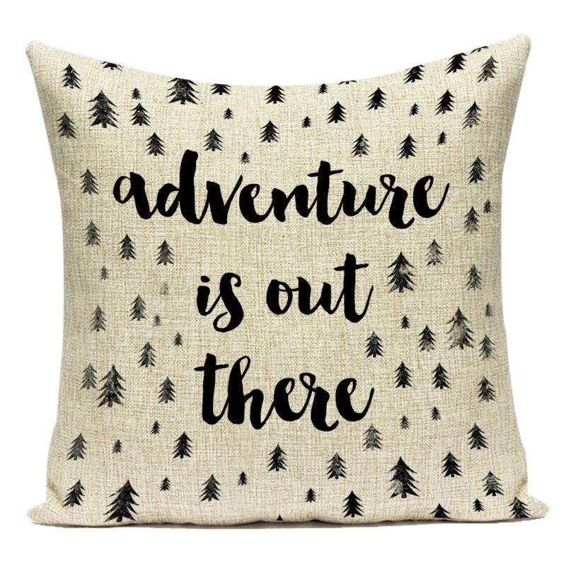 Black White Letter Cushion Cover Polyester Animal Bear Deer Stripes Pillow Case Sofa Bedroom Chair Home Decor Pillow Cover