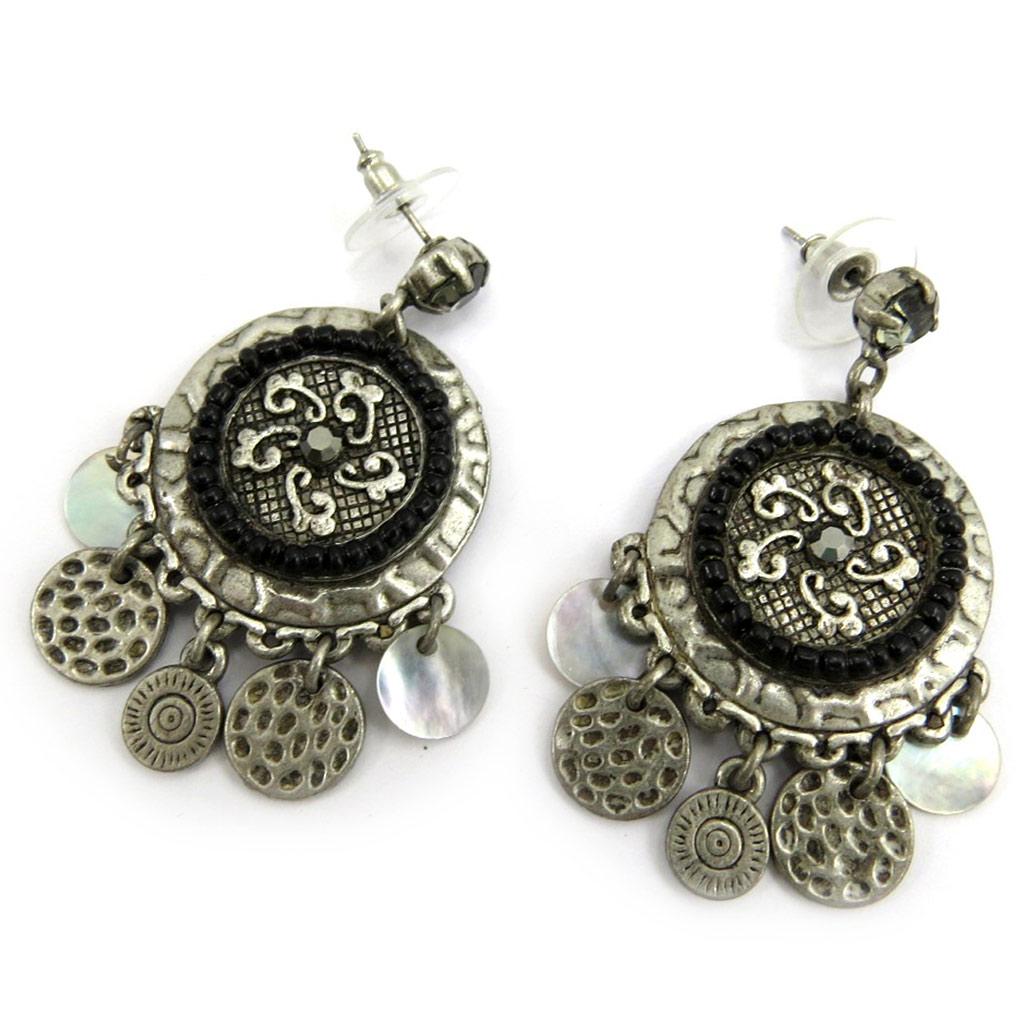 Les Trésors De Lily [E5899] - Silver Gray 'Memories of the Past' Designer Earrings