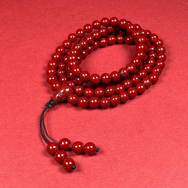 Bestselling Natural Cinnabar 108 Bead Buddhist Rosary Bracelet with High Purple Gold Sand Content