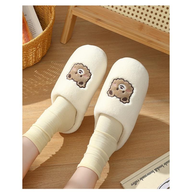 Men's Cotton Slippers Bear Home Cotton Shoes Non-slip Thick-soled Plush Slippers Women's Winter Home