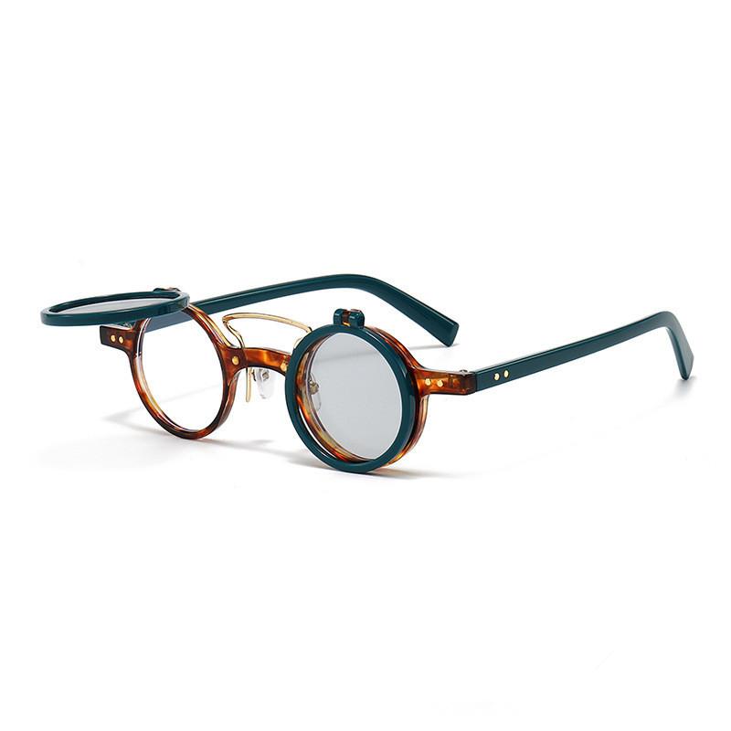 Round Punk Double Flip Men'S And Women'S Sunglasses, Locomotive Trend Personalized Foreign Trade Glasses Supply