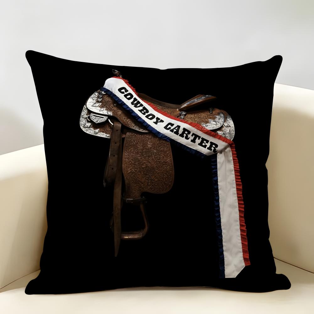Singer CBeyonce Cowboy Carter Cushion Cover Natural Linen Organic Fabric DoubleSided Printing Room Sofa Decor Pillow Case