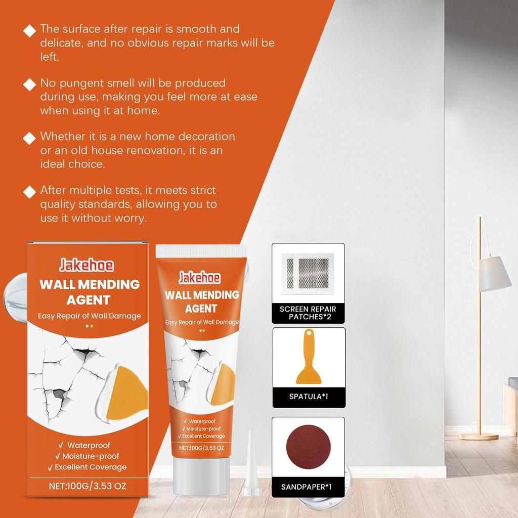 100g Zestaw do naprawy ścian Dziura w ścianie Odwarstwianie Łatka naprawcza Pęknięty Gwóźdź Oczy Łatka na ścianę